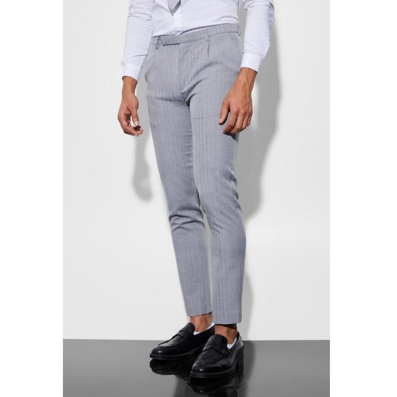 BOOHOO MEN'S SKINNY TEXTURED DRESS PANTS IN NAVY SIZE 28 - NWT $50 - Picture 1 of 11